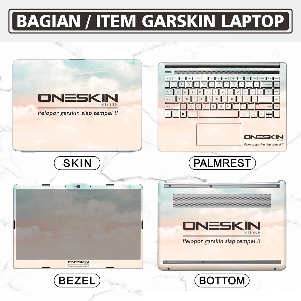 Garskin Sticker Laptop Protector Macbook Full Body Bottom Bezel Palmrest Skin Vector Floral
