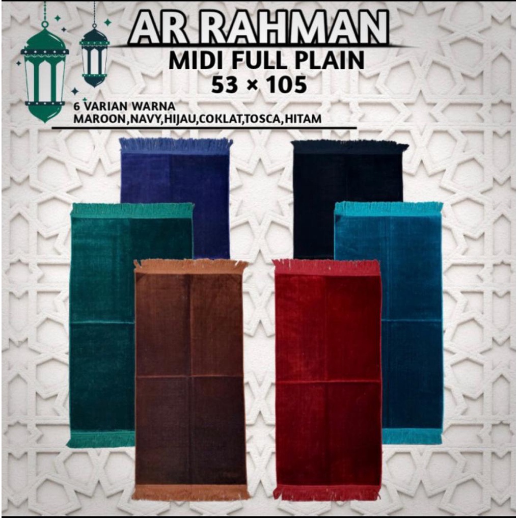 Sajadah Turkey Ar Rahman Full Plain / Polos ukuran Midi / Sedang 53x100