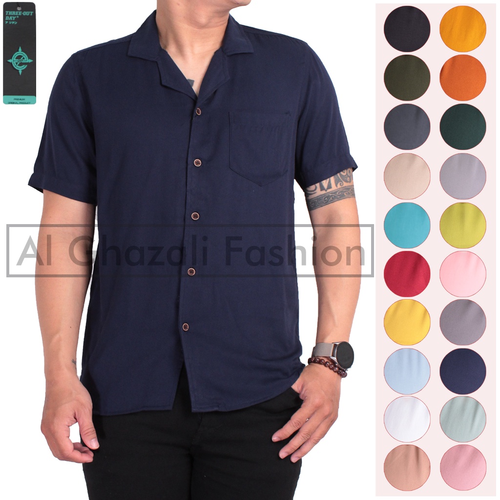 AL GHAZALI KEMEJA POLOS KEMEJA HAWAIAN CLASSIC SHIRT  KEMEJA PANTAI RAYON kemeja krah piama pria
