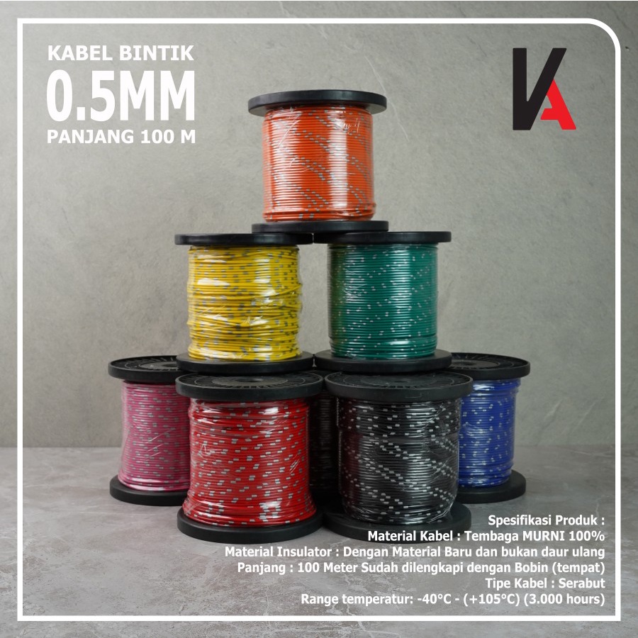 Kabel Bintik AVS 0.5MM x 100M Kabel Otomotif Body Mobil Motor Serabut Tembaga (Bobin)