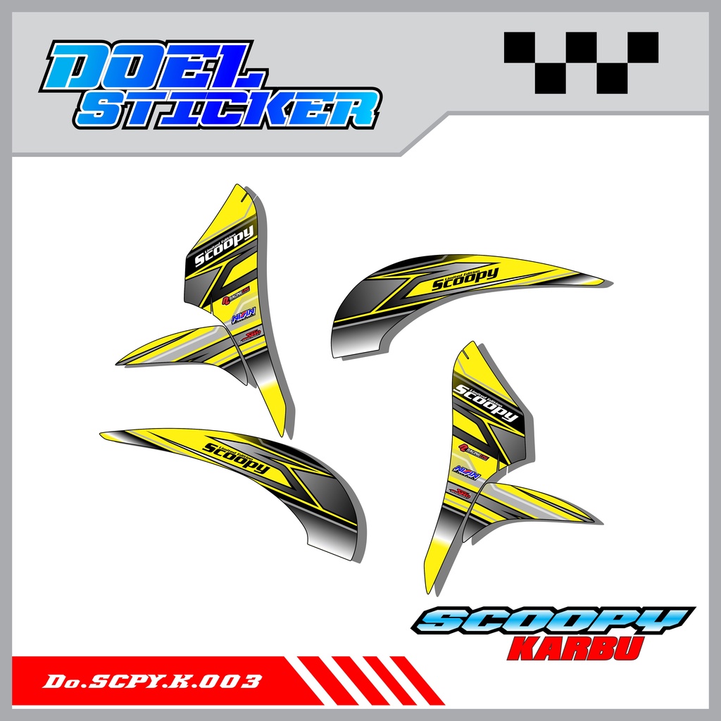 Sticker Striping Honda SCOOPY Karbu Tahun 2010-2013 List Variasi Hologram , Crome Doel 003