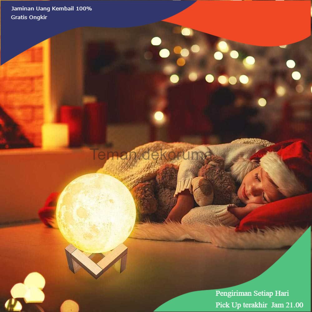 TD - LMP OUIO Lampu Tidur Bulan 3D Printed Moon Night Light Lamp 16 Color 1W - OU16