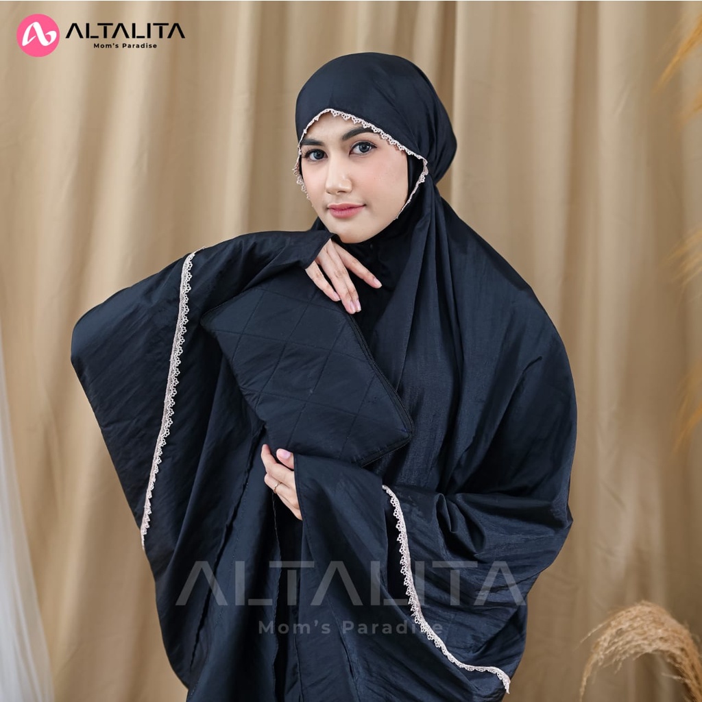 Altalita - Mukenah Zanitha Dewasa Travelling Polos Renda Premium Mukena Parasit Jumbo 2 in 1 Resleting Travel Daily Set Sajadah Terbaru