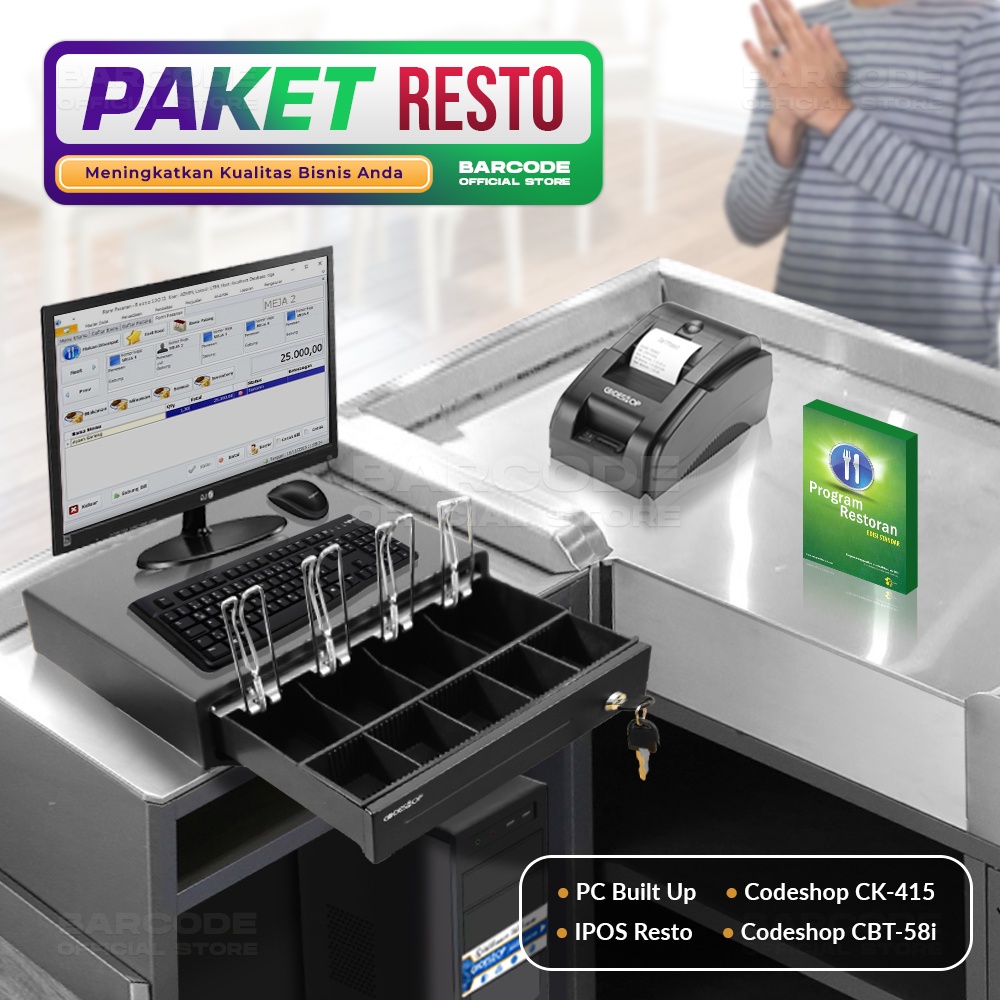 Jual Paket Komputer Kasir + IPOS Resto 3.0 Software Program Kasir ...