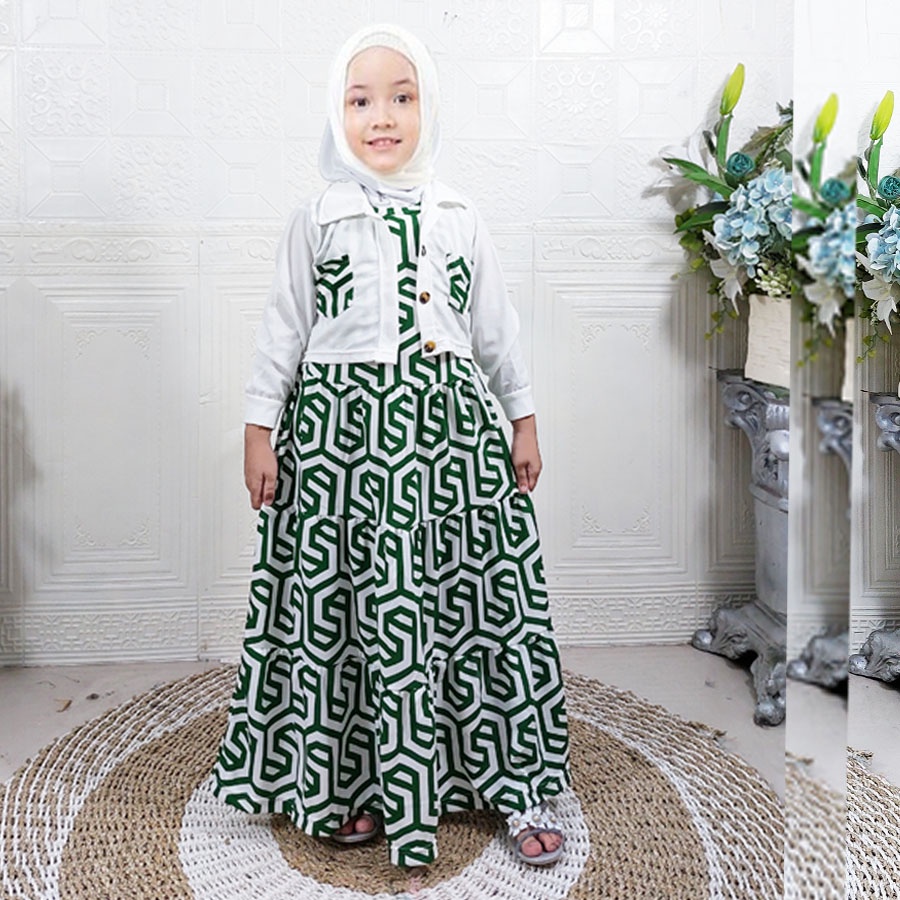 GAMIS RUFFLE PANJANG ANAK ROMPI MOANA ZARASET ADA KANTONG 0-13tahun GL FASHION