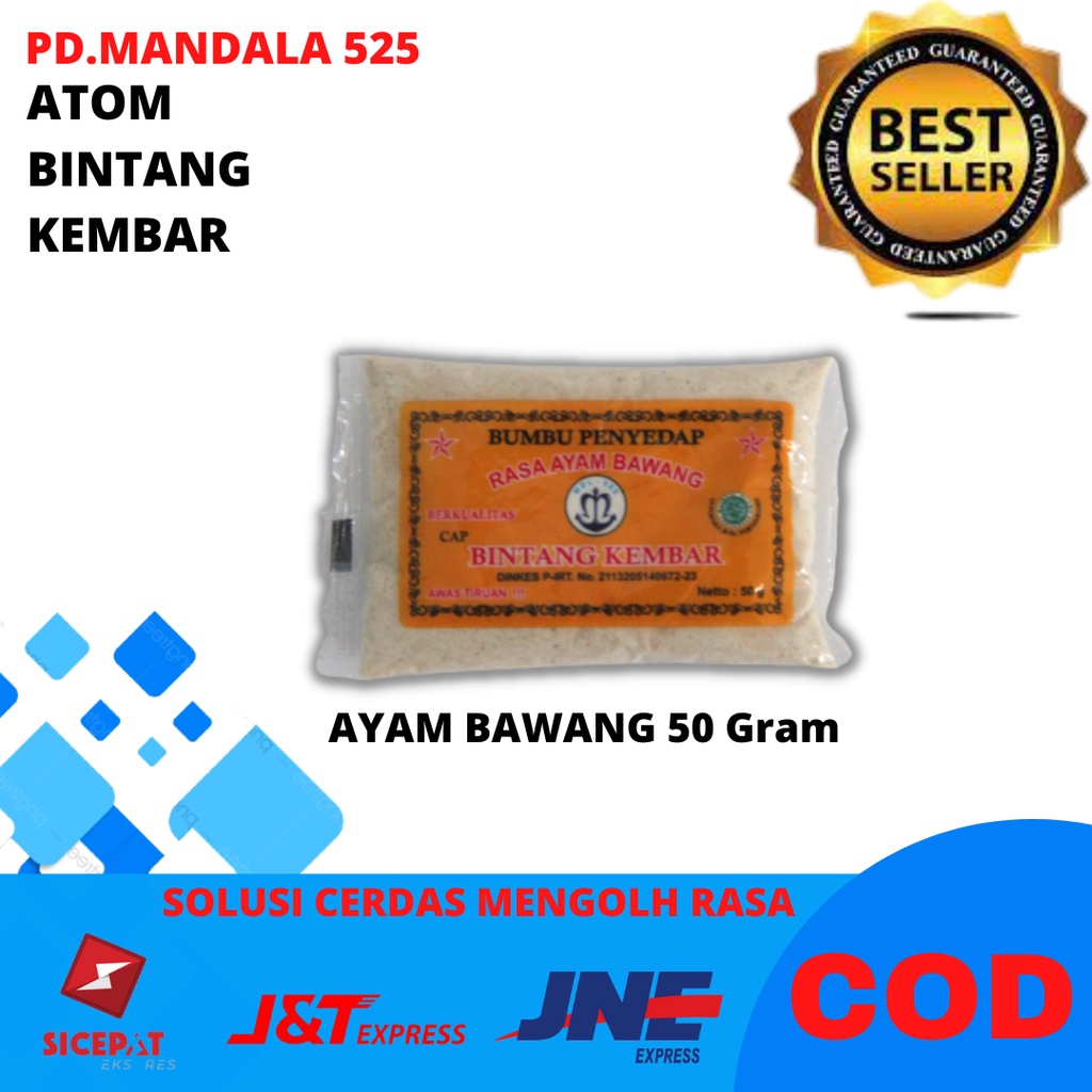 

Bumbu Tabur Premium Aneka Rasa Ayam Bawang Atom Bintang Kembar Kemasan 50 Gram
