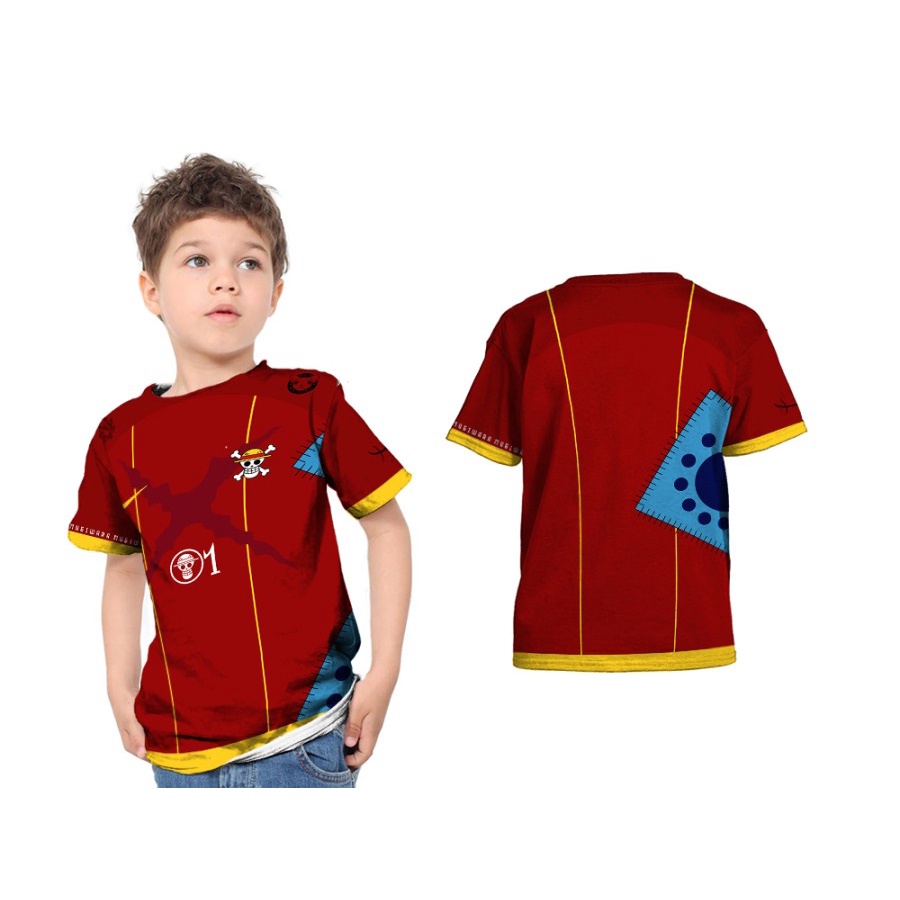 Kaos Jersey Anak One Piece x Nike Fan Art Luffy Olahraga Full Print
