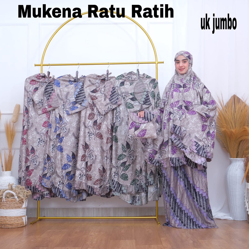 Mukena Motif Bunga / Batik - Rayon Atasan Bawahan Ukuran Jumbo Handmade Mukenah High Quality - Dewasa