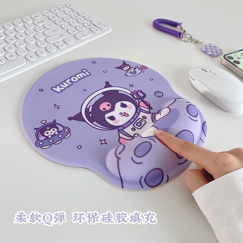 Kawaii Sanrios Mouse Pad Dengan Istirahat Pergelangan Tangan Non-Slip Karet Alas Komputer Anime Kuromi Cinnamoroll My Melody Kartun Lucu Hadiah