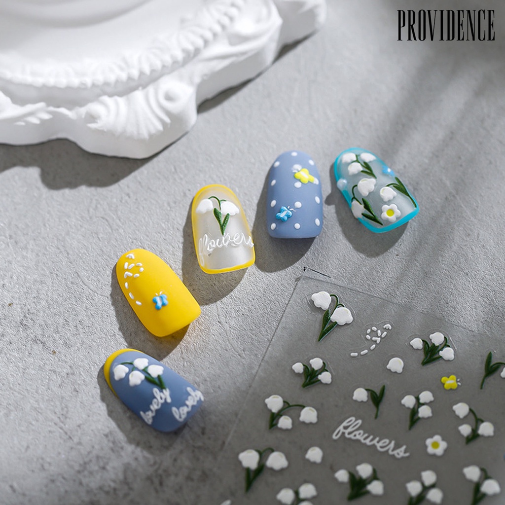 Providence Stiker Kuku Efek 3D Perekat Diri Tidak Luntur Pasta Mudah Jatuh DIY 5D Timbul Bunga Manicure Decal Female Supply