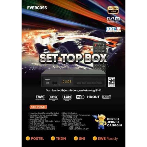 Set Top Box (STB) Evercoss Prime DVB-T2 STB Receiver TV Digital