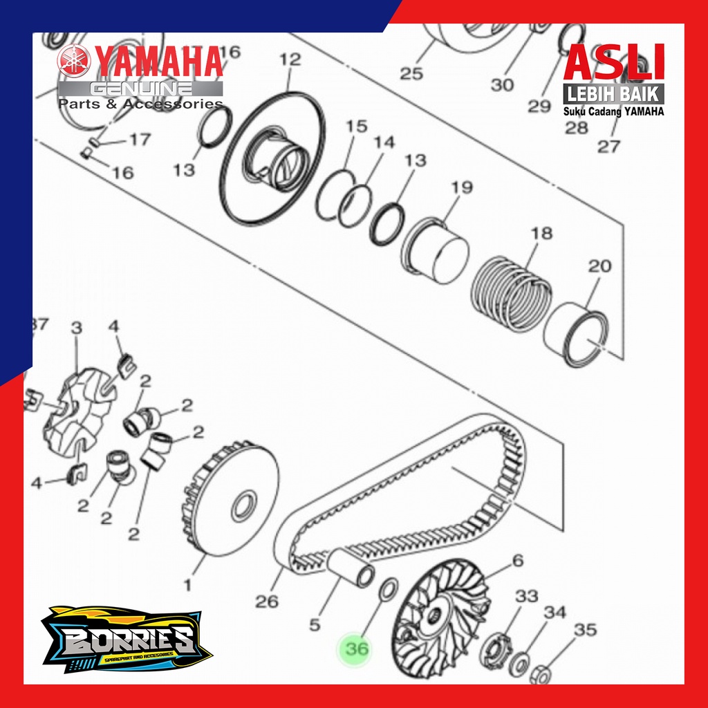 WASHER PLATE RING PULLY PULI RUMAH ROLLER MIO M3 S Z 90201-15845