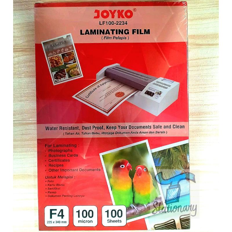 

Plastik Laminating Joyko F4 (22,5 x 34 cm).