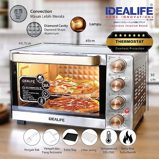 IDEALIFE IL335 Oven Listrik Kapasitas 35 Liter Idealife IL 335