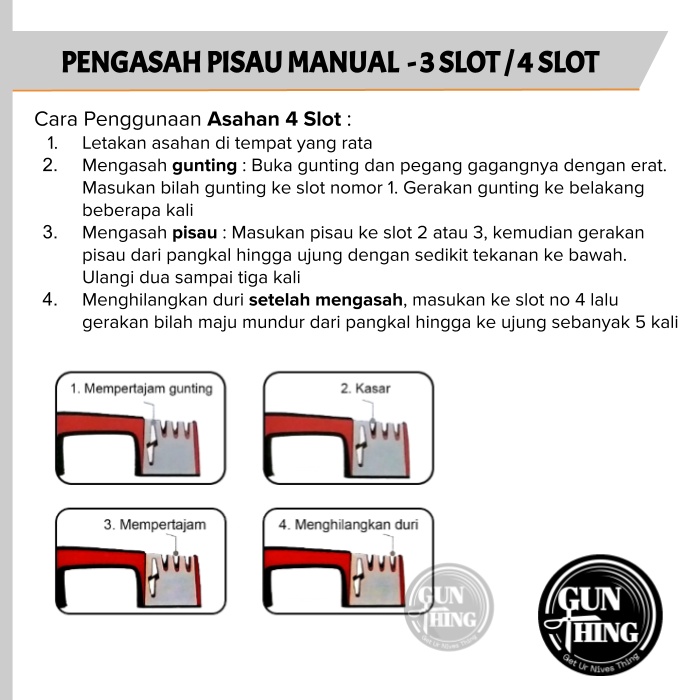 Asahan Pisau Manual 3 Slot / 4 Slot - Pengasah Manual Ergonomis