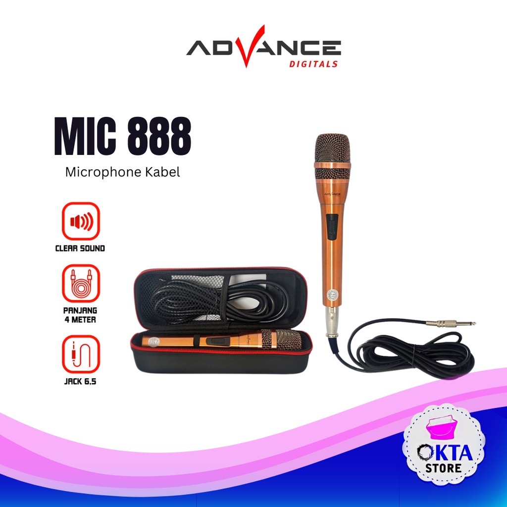 Advance Profesional Dynamic Microphone MIC 888 / Microphone Cable
