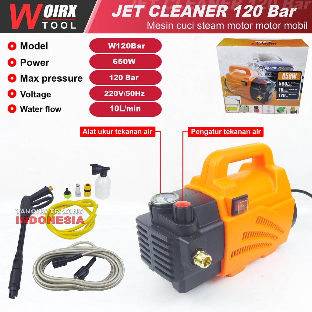 WOIRX Jet Cleaner 120 bar High Pressure Mesin Semprot Cuci Motor Mobil