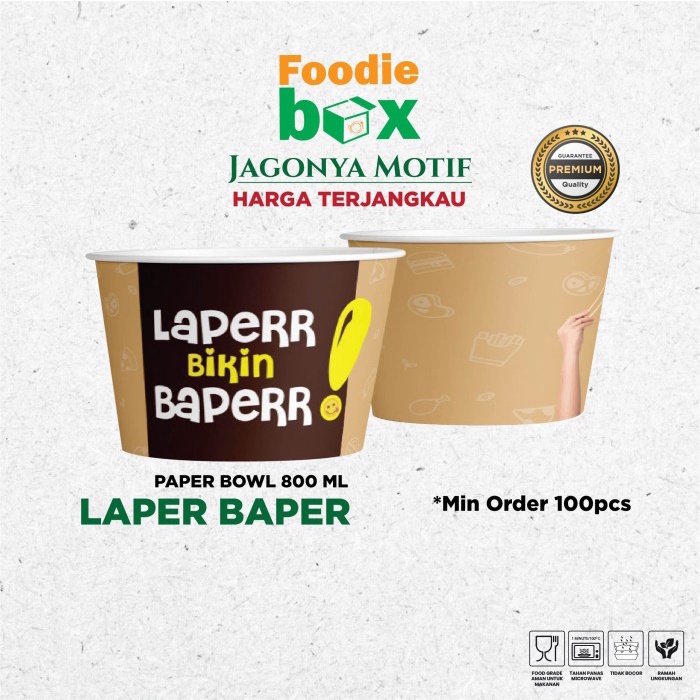 #@#@#@#@] Paper Bowl 800ml Rice Bowl 800 ml Motif Laper Bikin Baper