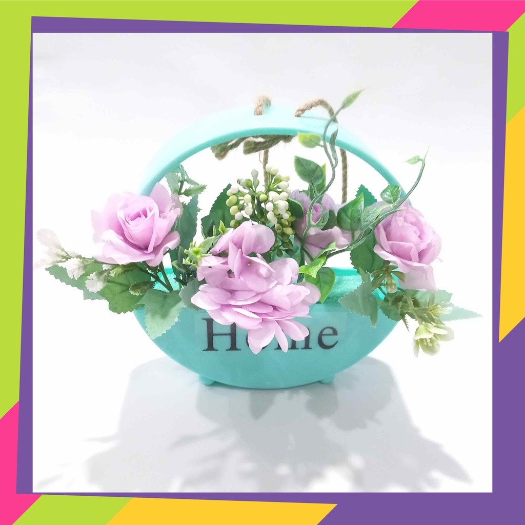 1850 / Pot bunga plastik home + bunga hias artificial / Vas bunga plastik + bunga hias dekorasi