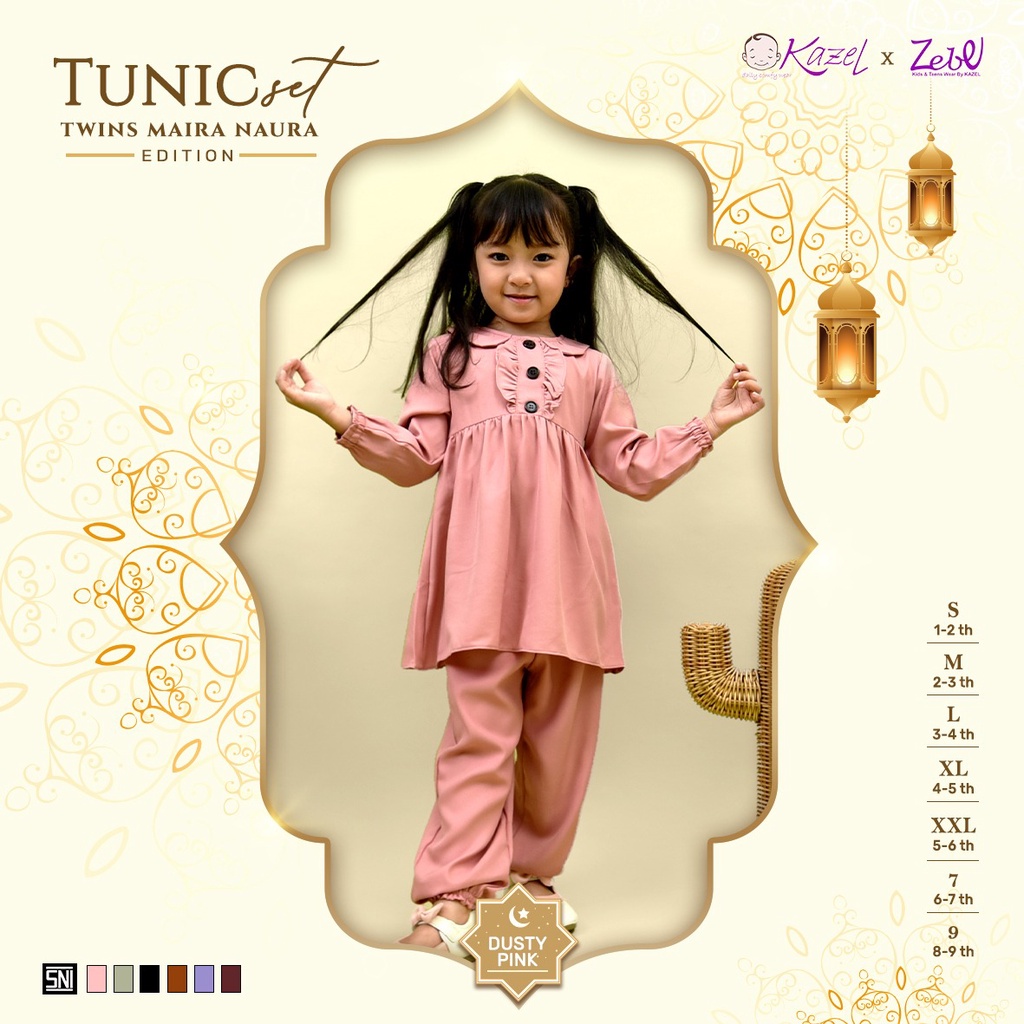 Kazel Twins Maira Naura Tunic Set Edition / Setelan Anak Perempuan - Tunik Anak 1-9 Tahun