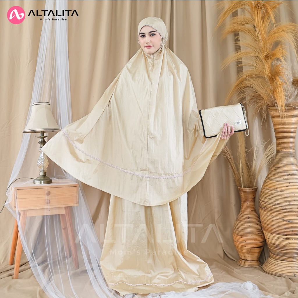 Altalita - Mukena Zanitha Dewasa Daily Travelling 2 in 1 Resleting Free Tas Sajadah Adem Premium Mukenah Traveling Parasut Renda Mini Pouch Jumbo Terbaru