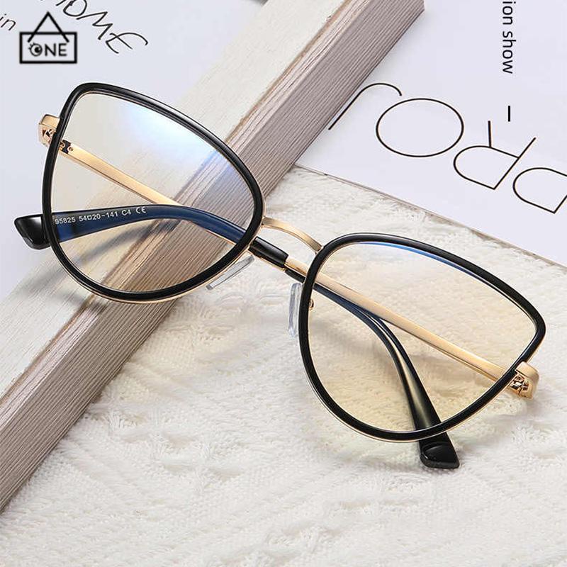 COD❤️Kacamata Optik Populer kacamata Pemblokiran Cahaya Biru kacamata Retro Fashionable Wanita-A.one