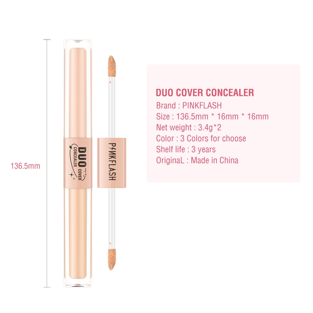 galerybeautysemarang PINKFLASH Duo Cover Concealer PF-F18 | 2 in 1 Concealer | Dual Shade | Coverage | Pink Flash | BPOM