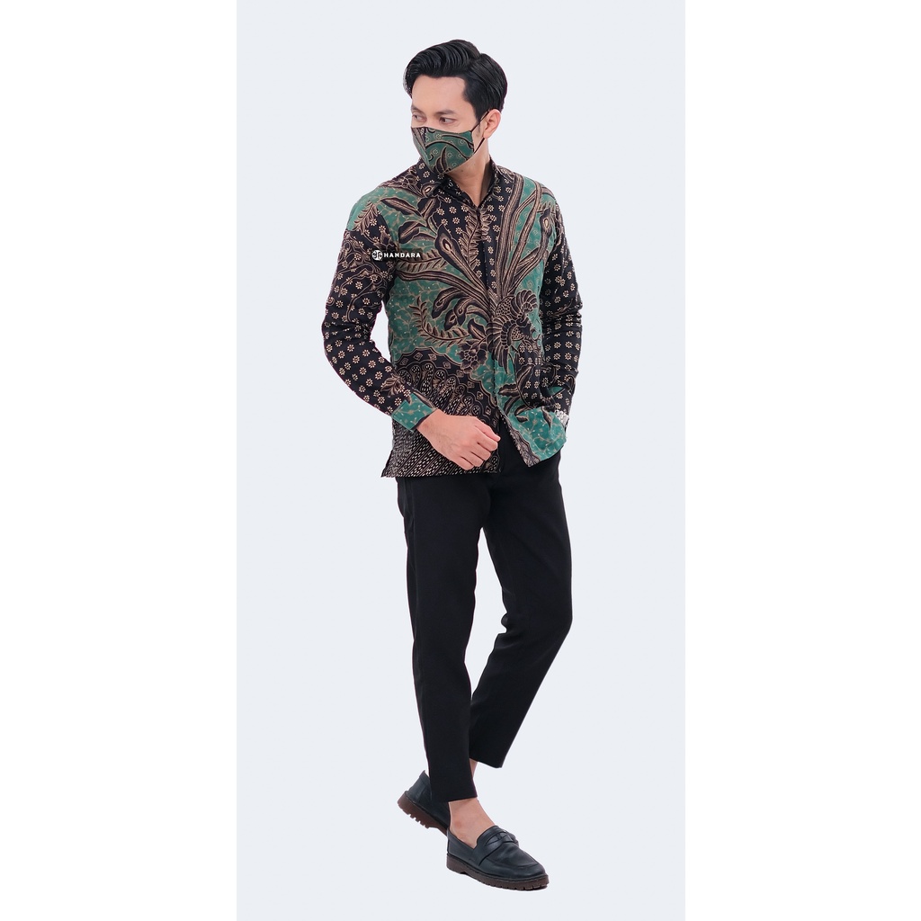 Handara Batik Pria Lengan Panjang Slim Fit Premium Truntum Turkis Turquoise HB-325