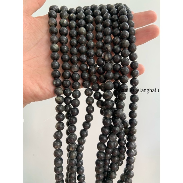 batu labrador HITAM 8mm BLACK labradorite bahan akik natural abu grey