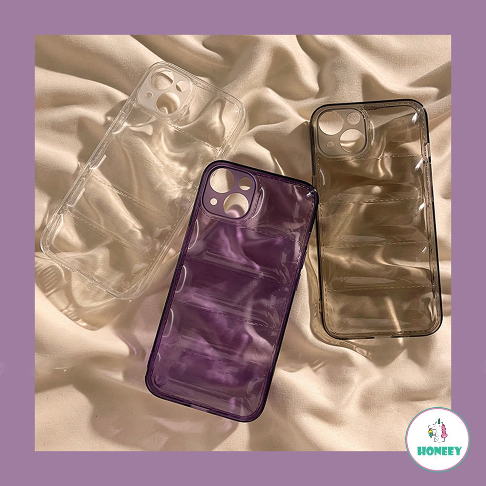 IPHONE Ins Midnight Purple 3D Down Jacket Phone Case Kompatibel Untuk Iphone14 13 12 11 Pro Max 14 Pro Max Halus Ultra Slim Shockproof Lembut TPU Penutup Belakang