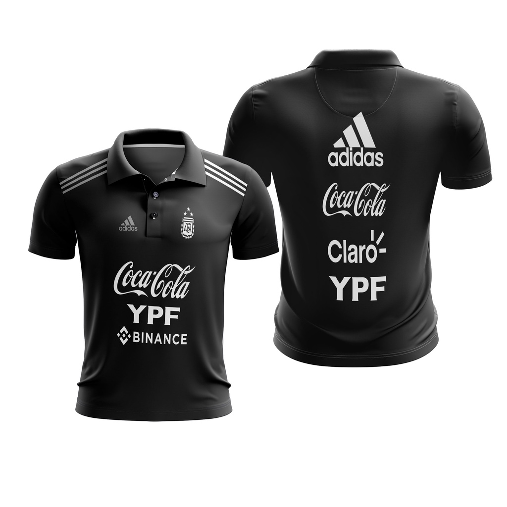 Baju Kaos Tshirt Jersey Argentina Training 2022-2023 Hitam & Putih Polo Pria Wanita Full Printing Cu