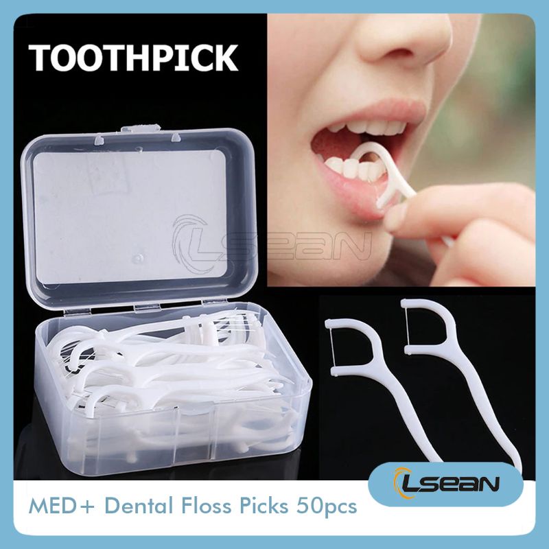 MED+ DENTAL FLOSS PICKS BENANG TUSUK GIGI PEMBERSIH SELA GIGI HIGIENIS 50 PCS