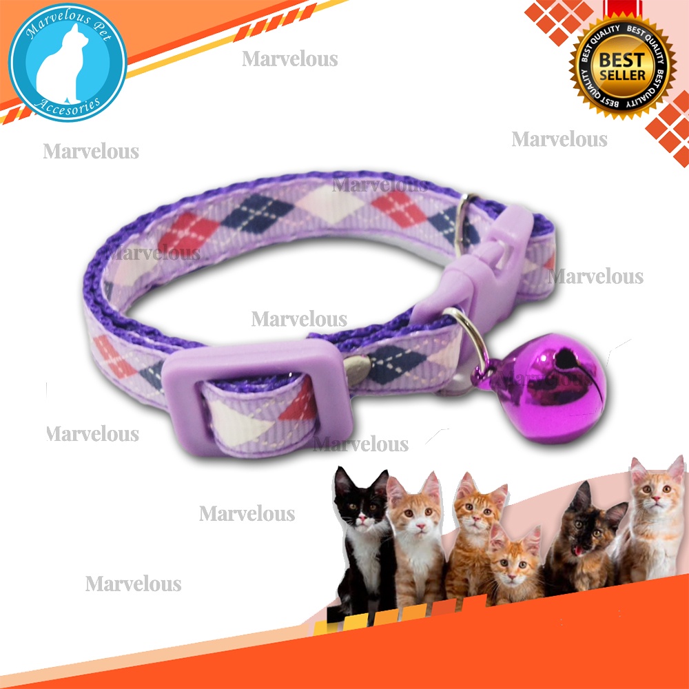 Kalung Kucing Lucu Lonceng 14 mm Motif Wajik / Kalung Kucing Premium / Aksesoris Kucing