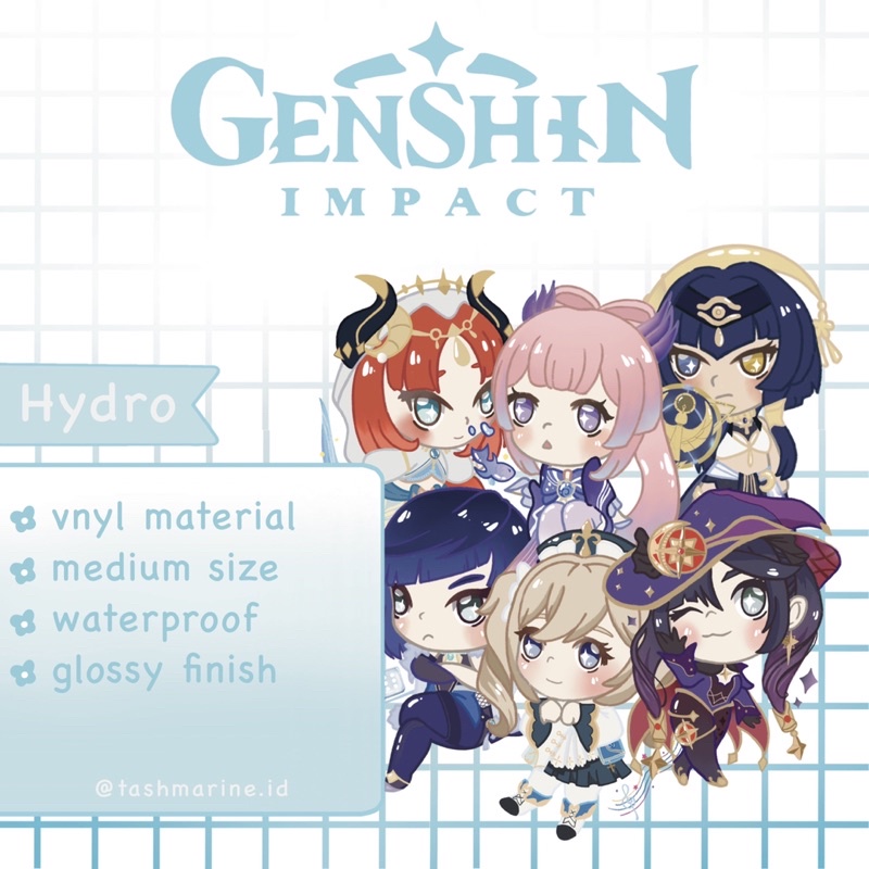 Tashmarine | Genshin Impact Hydro Character Stickers | Vnyl Glossy sticker fanmerch Genshin