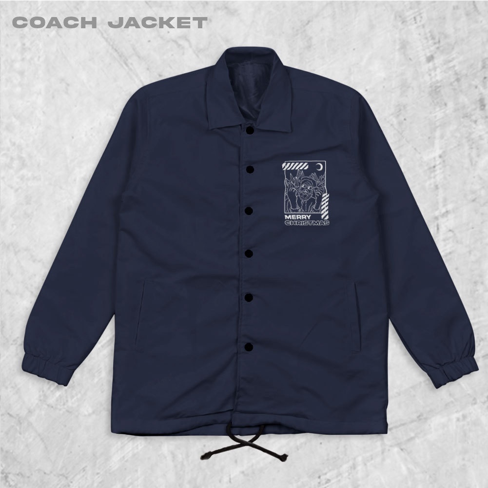 Fortglass CHRISTMAS STREET Coach Jaket Polos Pria Jaket Parasut Unisex Coach Pria Lengan Panjang