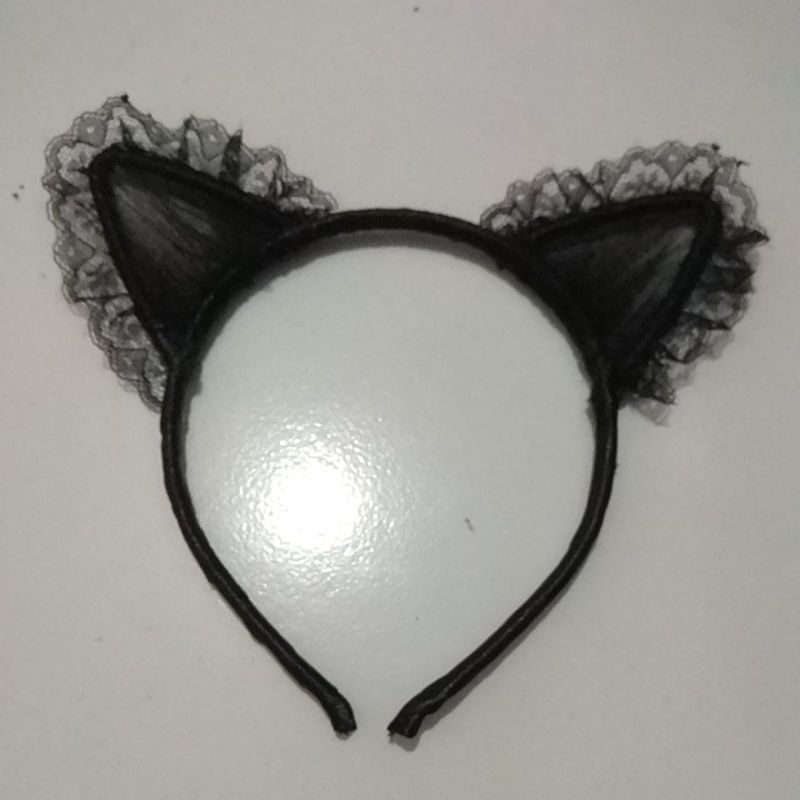 Halloween costume bando kuping renda tile hitam kucing kelinci