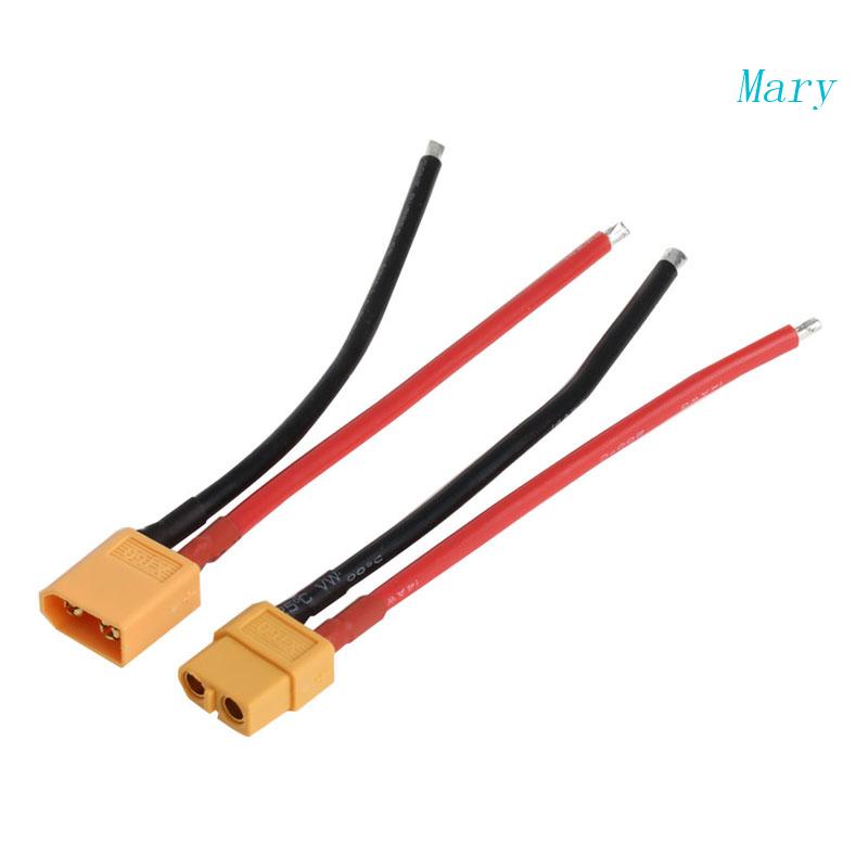 Mary 2pcs Plug Konektor XT60 Male Female Pakai Kawat Silicon 14 AWG