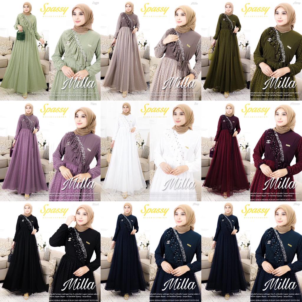 MILLA DRESS BY SPASSY✔ | Dress Brokat tille Ceruty Babydoll Armany LD 100-110