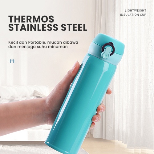 Termos Kancing Niagara Polos Kancing Vacuum Flask Tahan Panas 500 ML / Tumbler Botol Minum Polos Vacuum Tahan Panas - DX-001