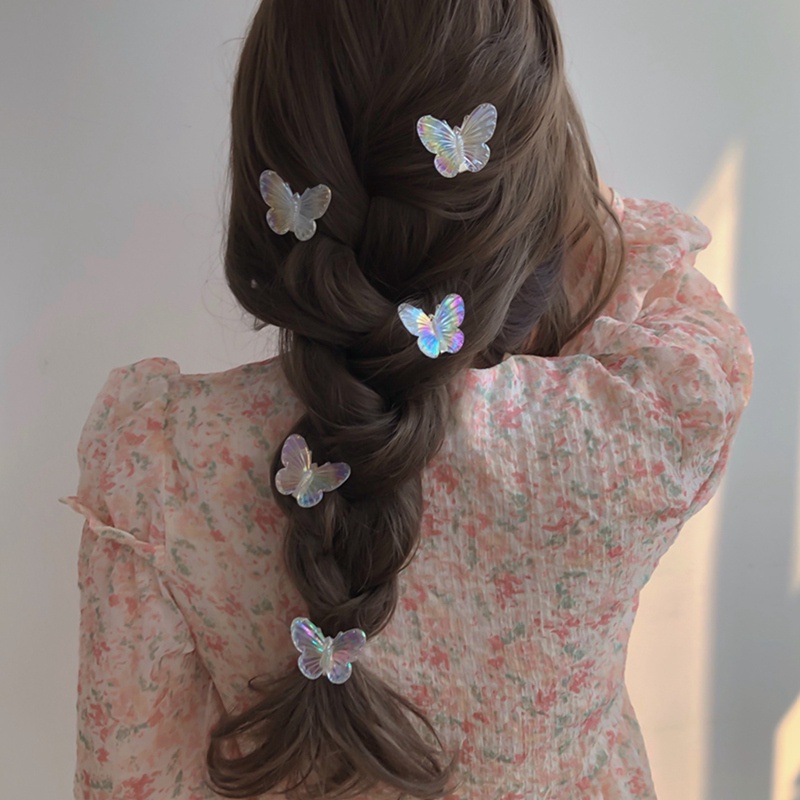 5pcs Gadis Transparan Kupu-Kupu Merah Muda Jepit Rambut Anak Fashion Bentuk Hati Rambut Klip Wanita Jepit Headband Aksesoris Rambut