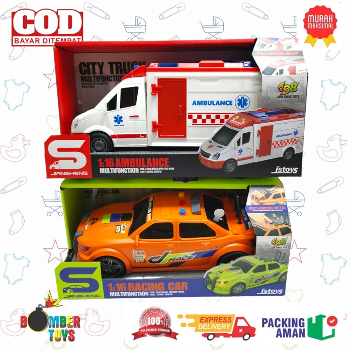 MAINAN ANAK MOBIL RESCUE CAR RACING POLICE BUS HELIKOPTER AMBULANCE 1:16 DIECAST KOLEKSI MEWAH