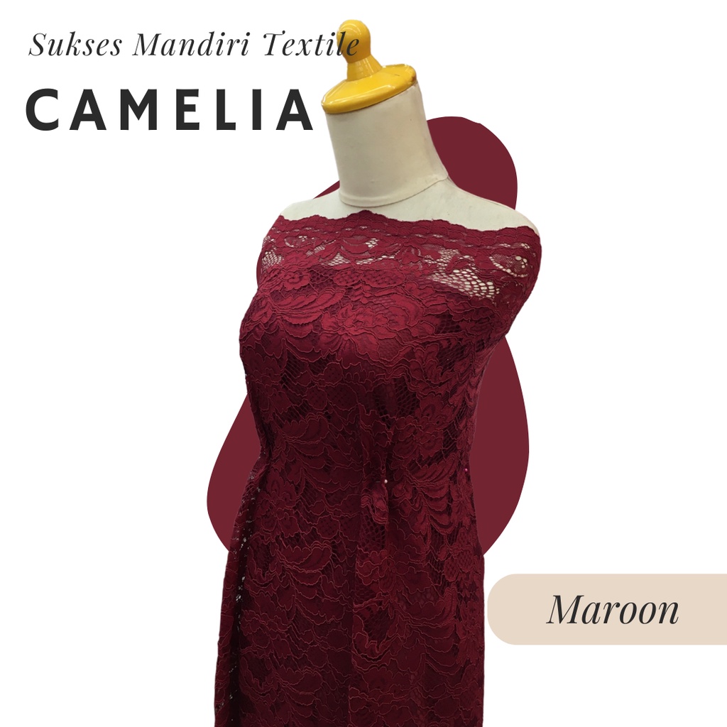 [CAMELIA] Brukat Lembut Warna Maroon Marun Merah Tua | Harga ½ meter = 50 cm (Bahan Dress Bridesmaid