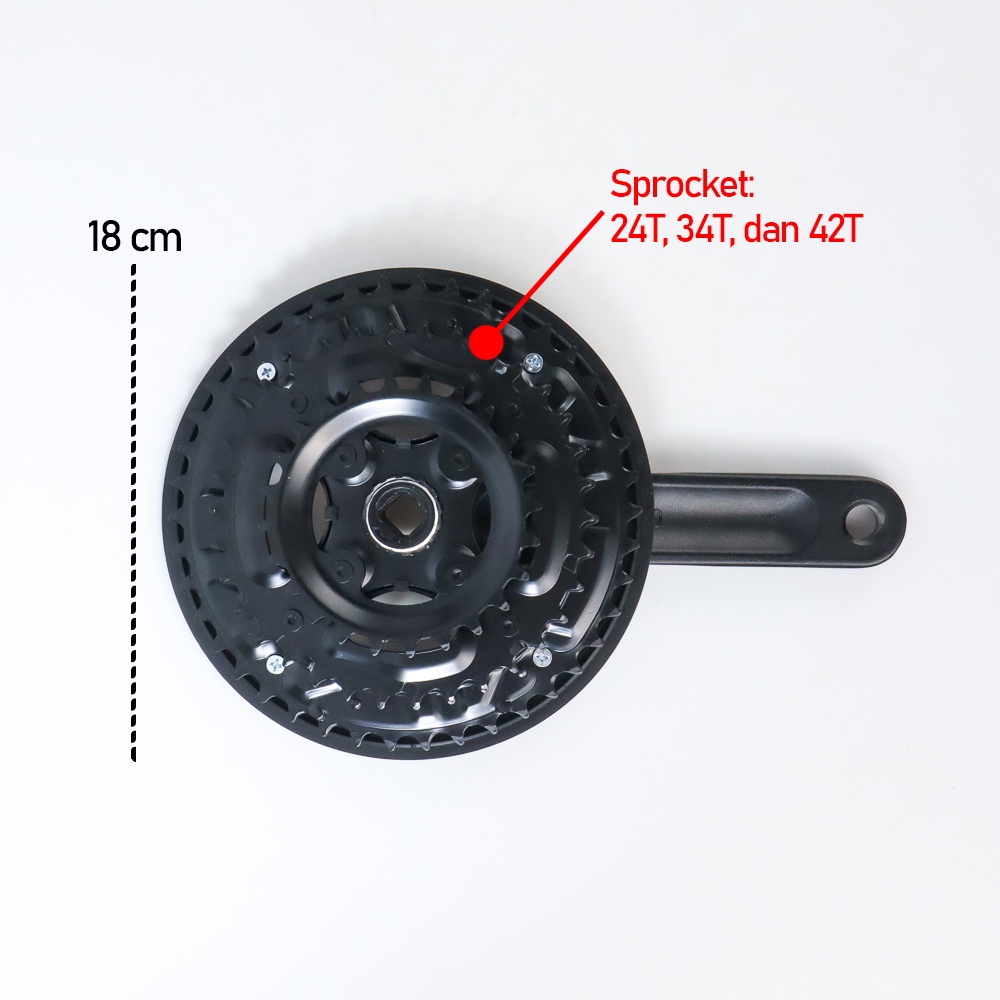 XINMA MX Gigi Crankset Sprocket Sepeda 24T 34T 42T 7/8/9 Speed - JM31P - Black