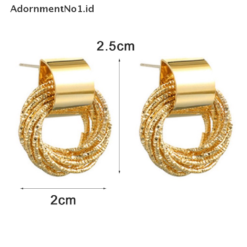 [AdornmentNo1] Anting Hoop Liontin Kristal Berlian Imitasi Geometris Untuk Wanita Warna Emas Telinga [ID]