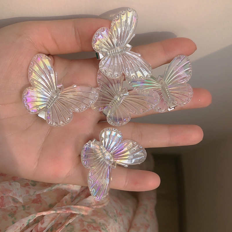 5pcs Gadis Transparan Kupu-Kupu Merah Muda Jepit Rambut Anak Fashion Bentuk Hati Rambut Klip Wanita Jepit Headband Aksesoris Rambut