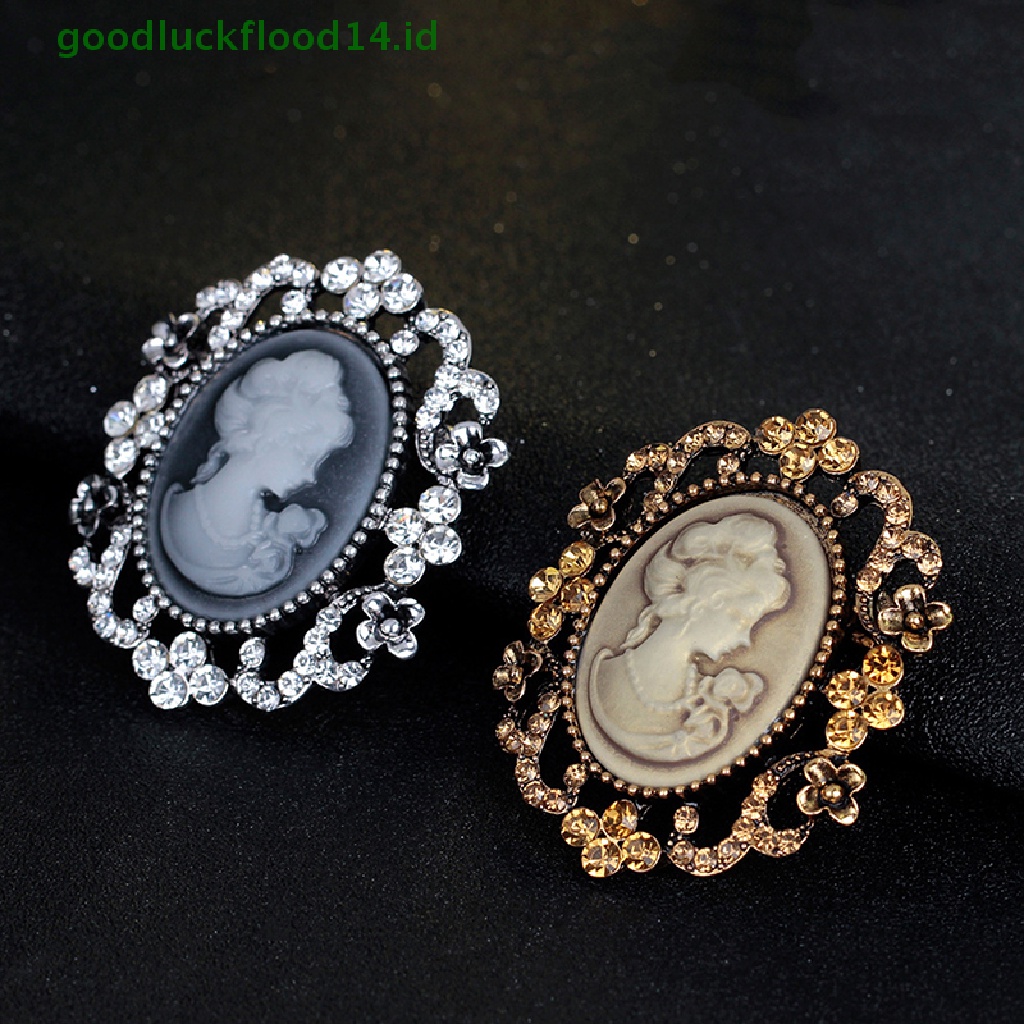 [GOOGFOUR] 1model Vintage Cameo Victorian Kristal Pesta Pernikahan Wanita Liontin Bros Pin [TOP]