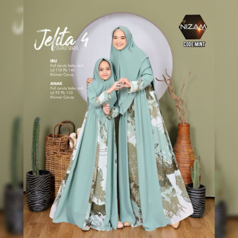 RESTOK SETELAN GAMIS SYAR'I IBU ANAK JUMBO BABYDOLL LD 110/8 9 10 11 TAHUN/GAMIS SYARI MOTIF/BAJU CO