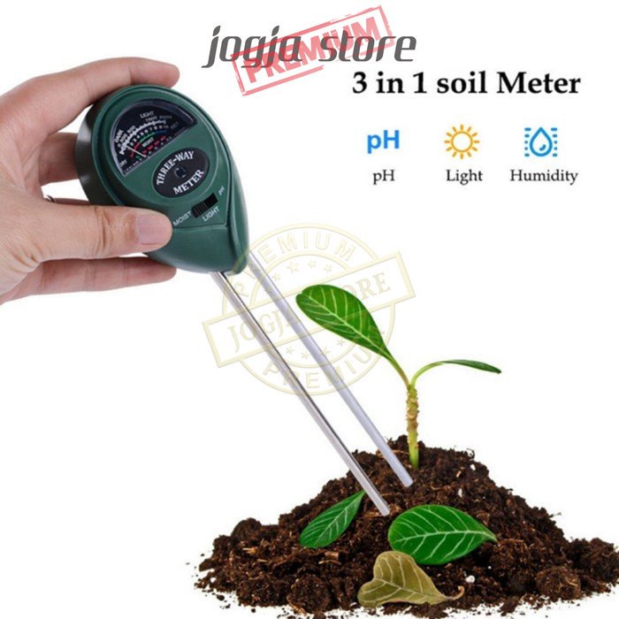 PH Meter Alat Ukur PH Tanah 3in1 Pengukur Temperatur-Kelembaban Tanah