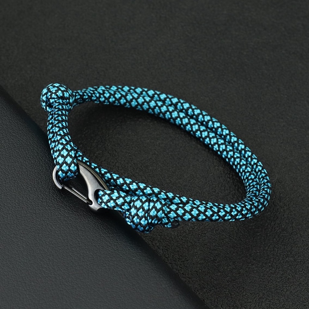 Gelang Paracord Motif Pengait Tipe C Shakle Buckle 2 Layer Elegan Pria Wanita Pendaki Gunung Survival