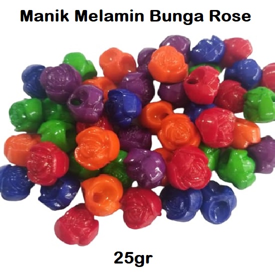 MOTE MANIK MELAMIN MOTIF BUNGA ROSE KECIL / MOTE BUNGA MAWAR KECIL / MANIK BUNGA MAWAR HARGA /25gr